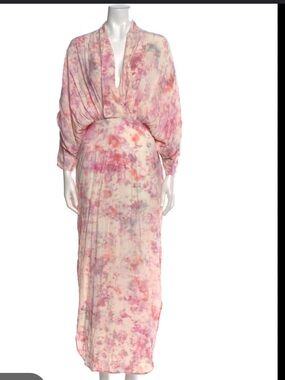 K Women's SWF Pink Tie-Dye V-Neck Maxi Dress
